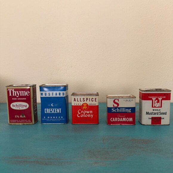 Vintage Spice Tin Collection - Crescent Mace Schilling Cardamom Ginger & More - Picture 6 of 9